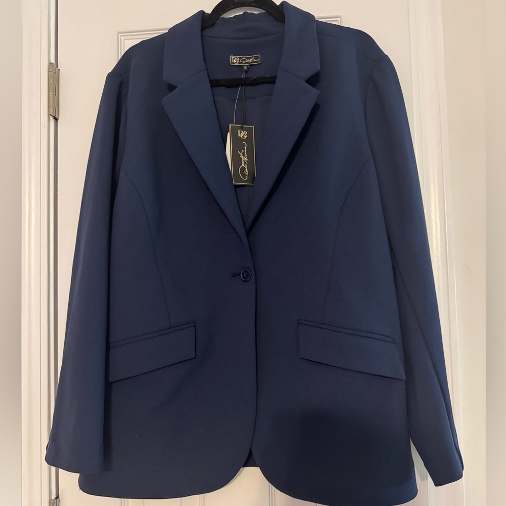 DG2 by Diane Gilman Navy Single-Button Blazer